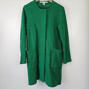 Max Studio Boulce‎ Wool Car Coat Sz M Kelly Green Hidden Zip Collarless Jacket
